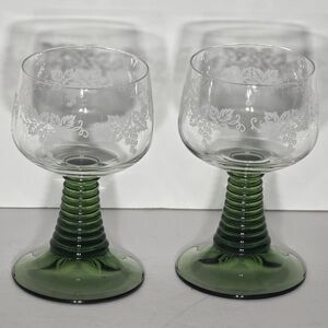 Green Stemmed Wine Glass Set